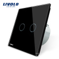 Livolo EU Luxus Weiß Kristallglas Wand Smart Touch Schalter Normal 2 Gang 1 Way VL-C702-11 / 12/13/15